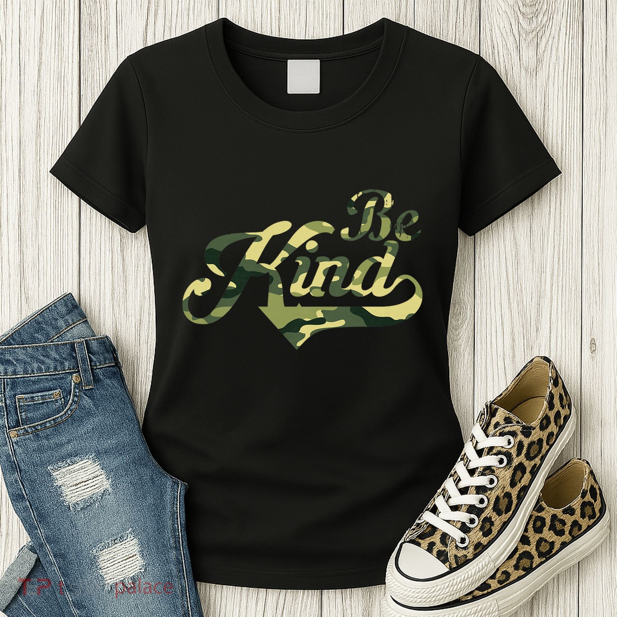Be Kind Camouflage Anti Bullying Awareness Kindness Women's T-Shirt