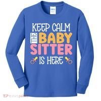 Babysitter Keep Calm The Sitter Is Here Sitter Gift Kids Long Sleeve Shirt thumb 0