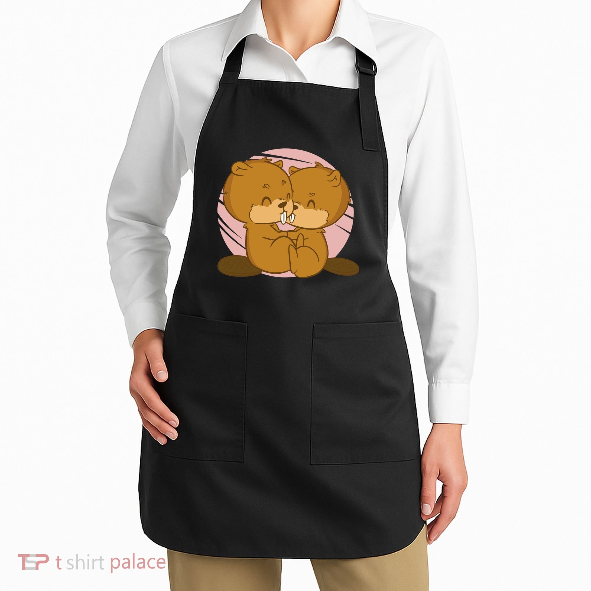 Beavers Kissing Cute Gift Apron