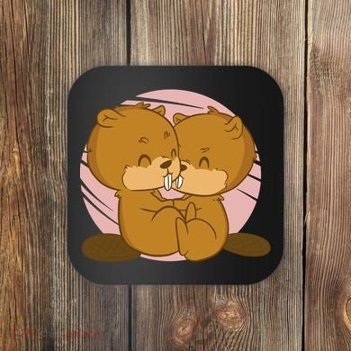 Beavers Kissing Cute Gift Coaster