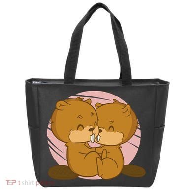 Beavers Kissing Cute Gift Tote Bag