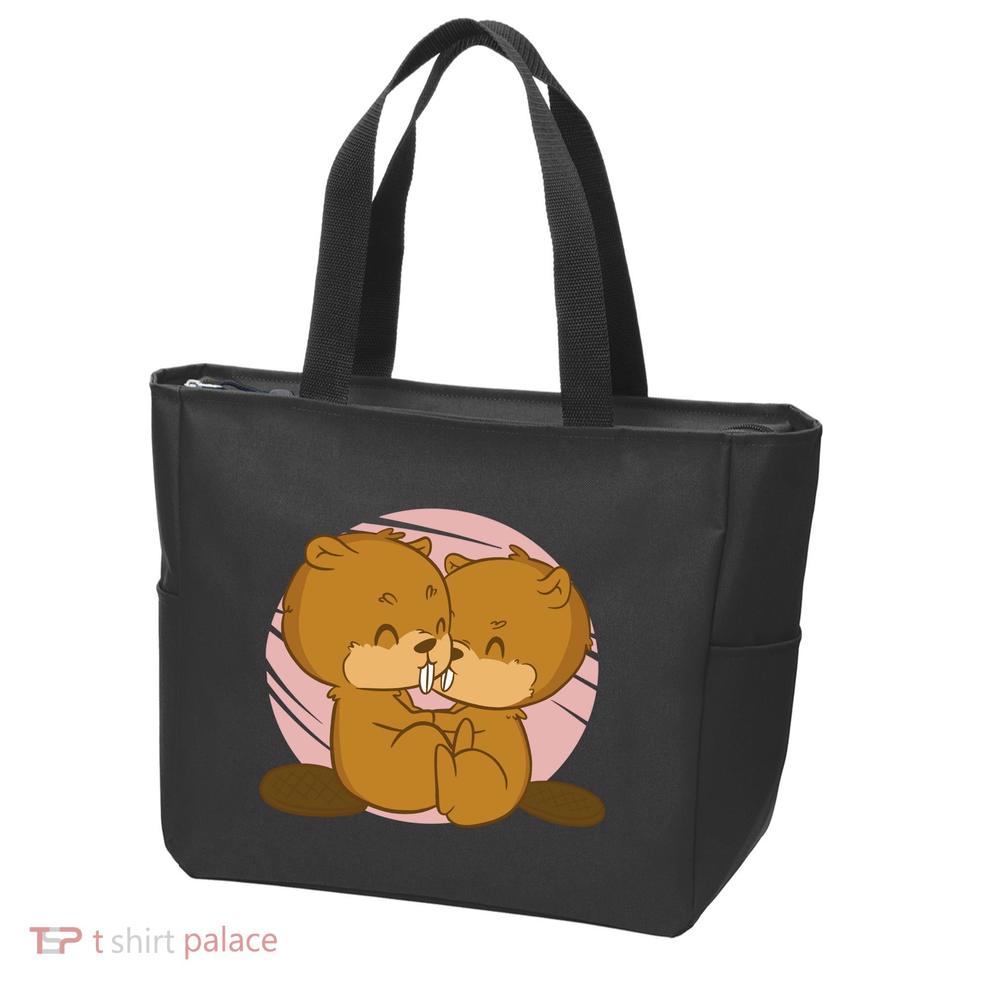 Beavers Kissing Cute Gift Tote Bag