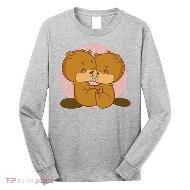 Beavers Kissing Cute Gift Long Sleeve Shirt