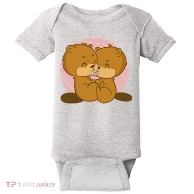 Beavers Kissing Cute Gift Baby Bodysuit