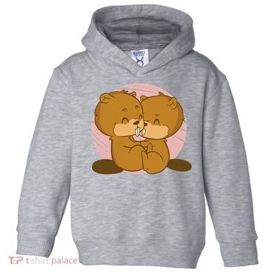 Beavers Kissing Cute Gift Toddler Hoodie