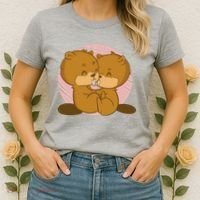 Beavers Kissing Cute Gift Women's T-Shirt thumb 2