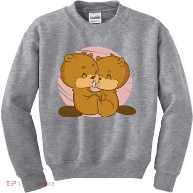 Beavers Kissing Cute Gift Kids Sweatshirt