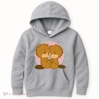 Beavers Kissing Cute Gift Kids Hoodie thumb 0