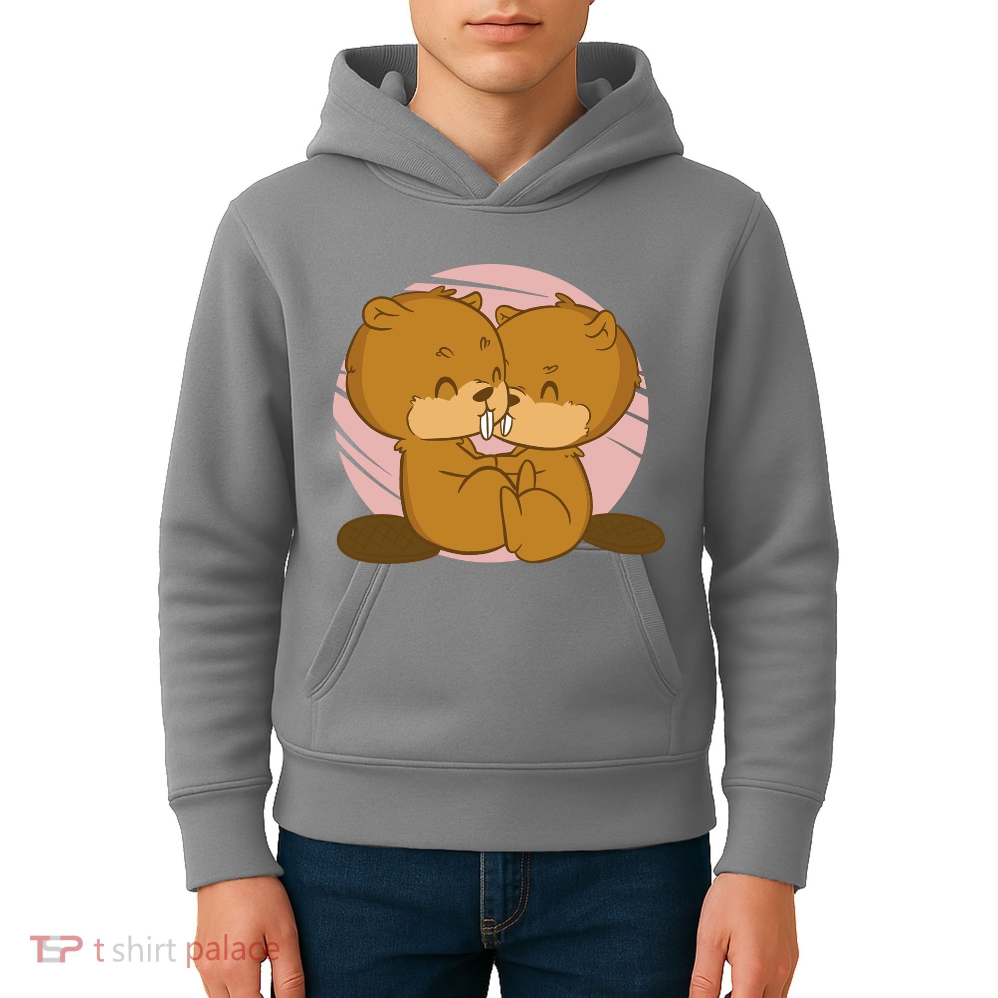 Beavers Kissing Cute Gift Kids Hoodie