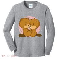 Beavers Kissing Cute Gift Kids Long Sleeve Shirt thumb 0