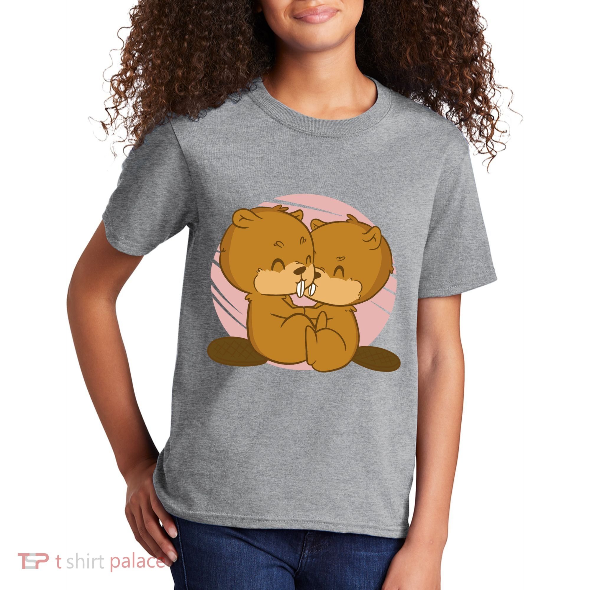 Beavers Kissing Cute Gift Kids T-Shirt