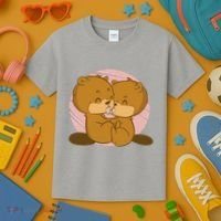 Beavers Kissing Cute Gift Kids T-Shirt thumb 3