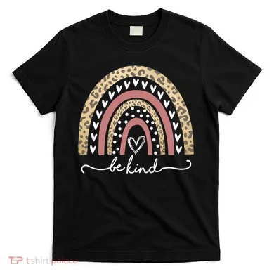 Be Kind Cute Leopard Rainbow T-Shirt