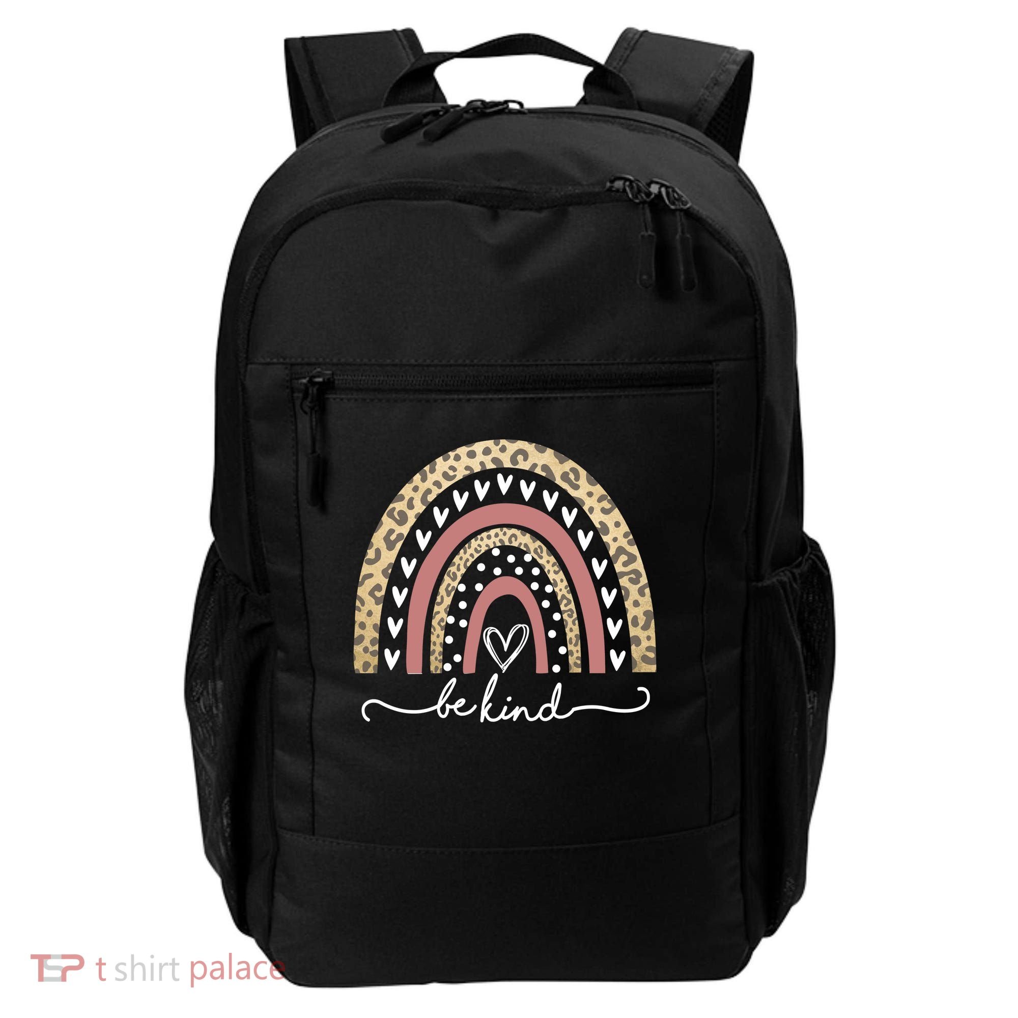 Be Kind Cute Leopard Rainbow Backpack