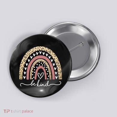 Be Kind Cute Leopard Rainbow Button