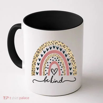 Be Kind Cute Leopard Rainbow Coffee Mug