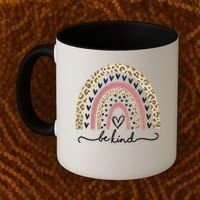 Be Kind Cute Leopard Rainbow Coffee Mug thumb 2