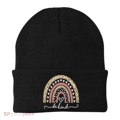 Be Kind Cute Leopard Rainbow Beanie