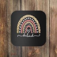 Be Kind Cute Leopard Rainbow Coaster thumb 0