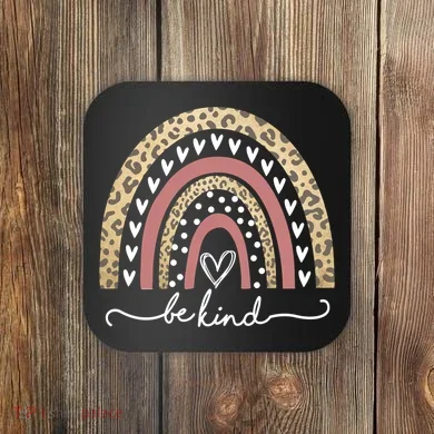 Be Kind Cute Leopard Rainbow Coaster