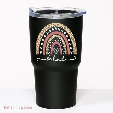 Be Kind Cute Leopard Rainbow Tumbler