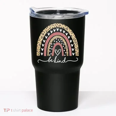 Be Kind Cute Leopard Rainbow Tumbler