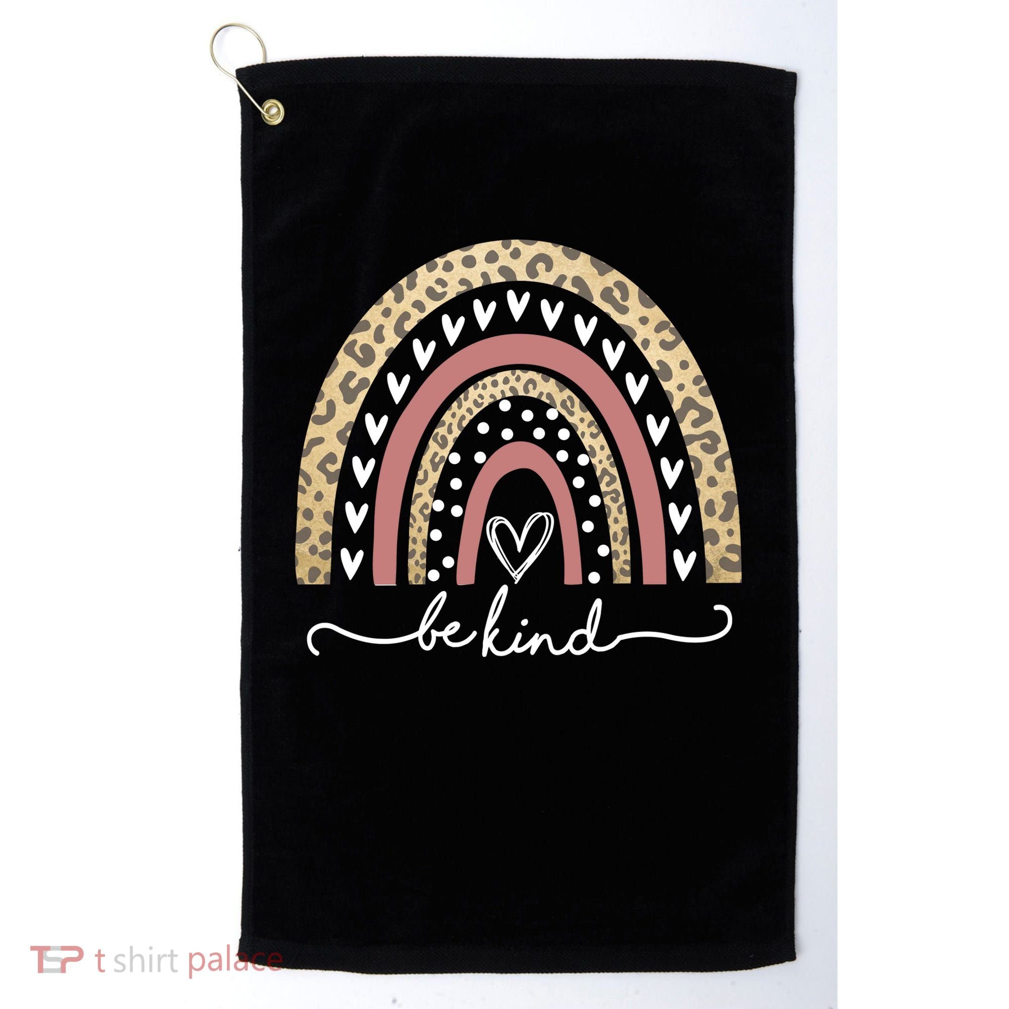 Be Kind Cute Leopard Rainbow Golf Towel