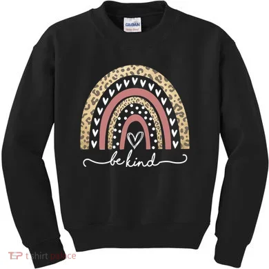 Be Kind Cute Leopard Rainbow Kids Sweatshirt