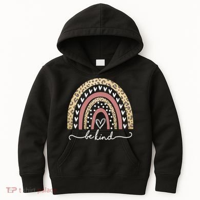 Be Kind Cute Leopard Rainbow Kids Hoodie