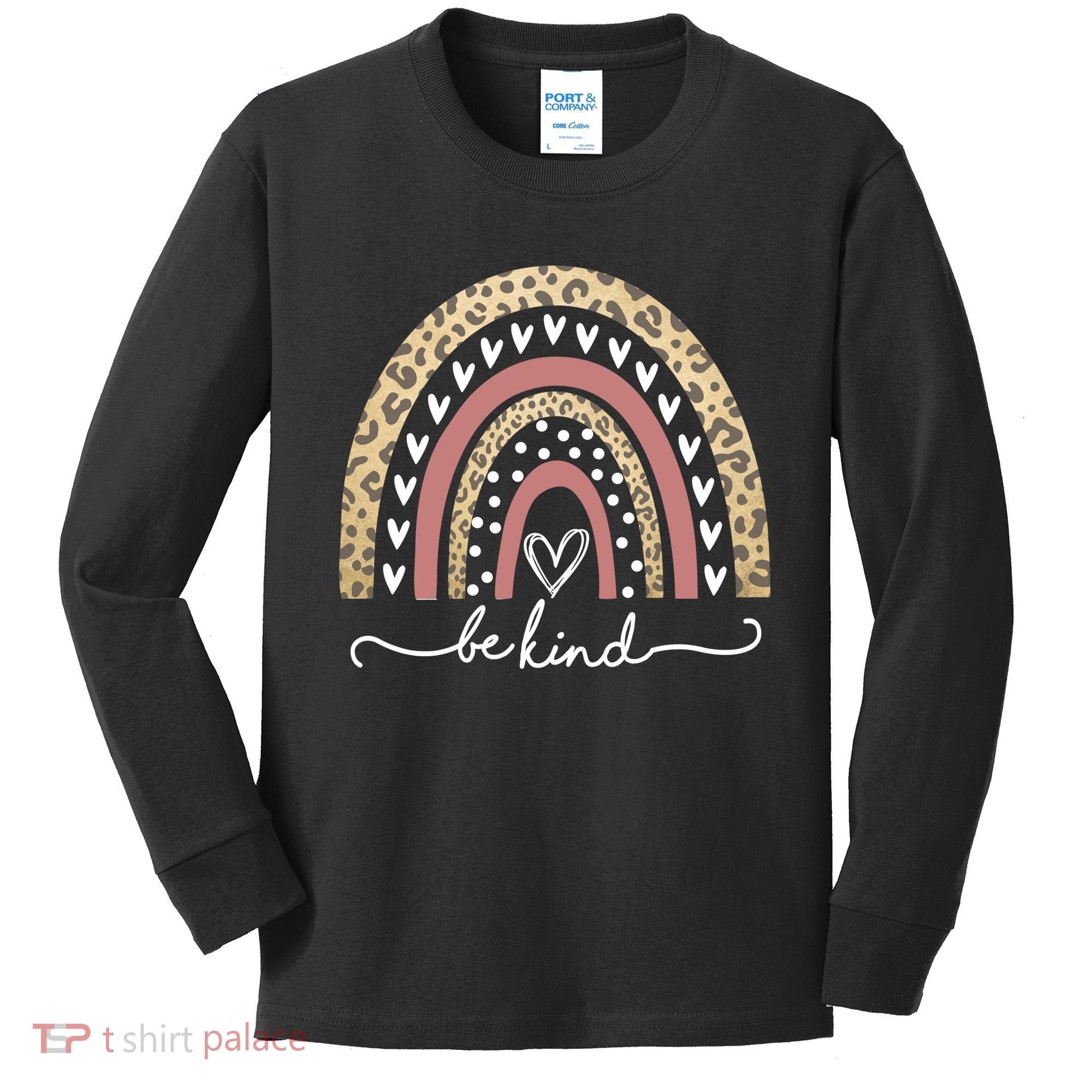Be Kind Cute Leopard Rainbow Kids Long Sleeve Shirt