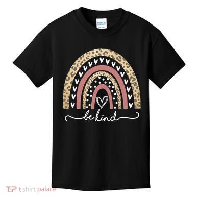Be Kind Cute Leopard Rainbow Kids T-Shirt