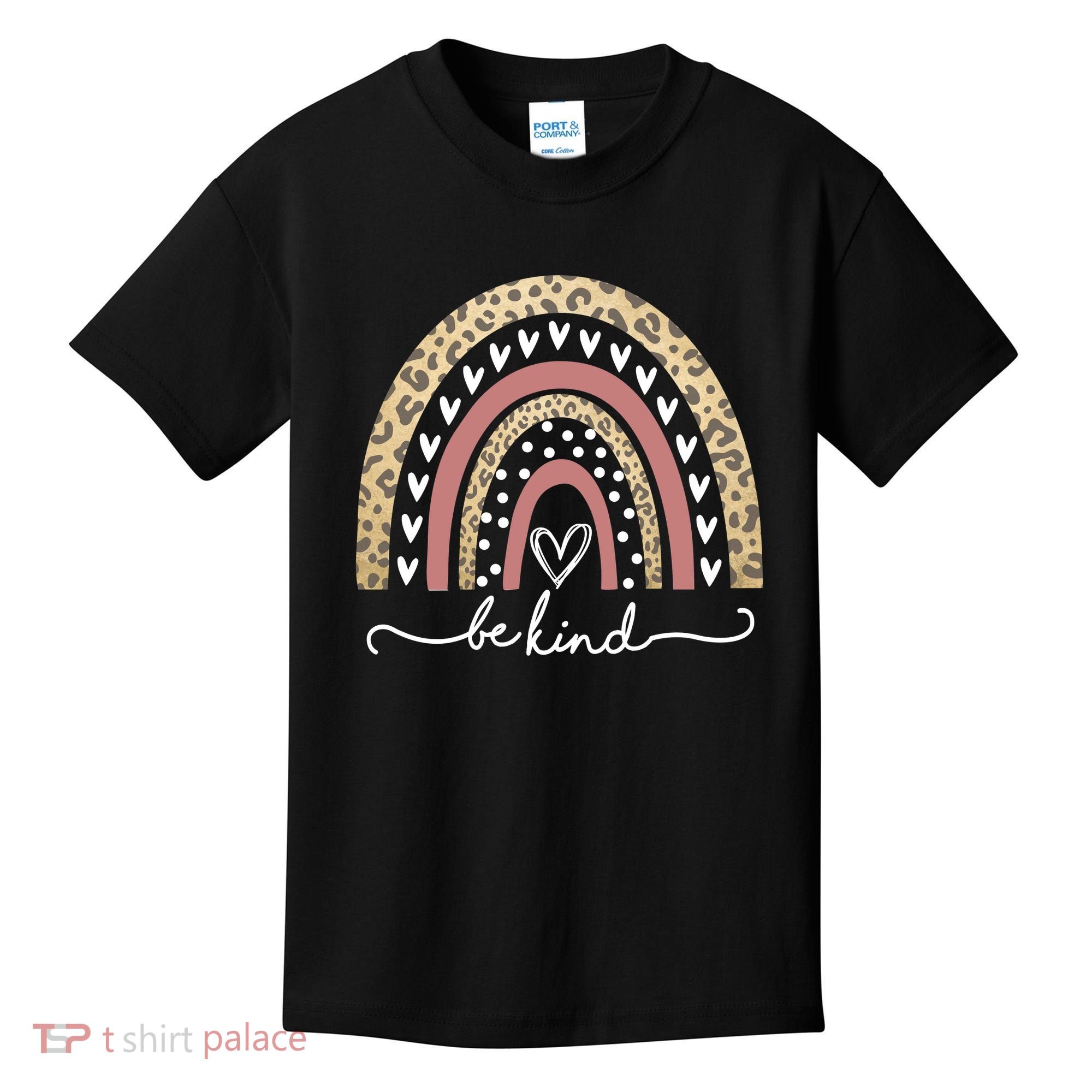 Be Kind Cute Leopard Rainbow Kids T-Shirt