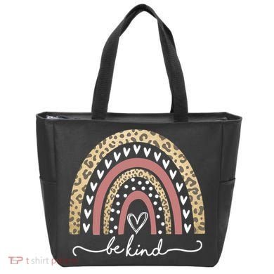 Be Kind Cute Leopard Rainbow Tote Bag