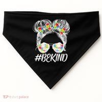 #Be Kind Cute Messy Bun Hair Autism Awareness USA-Made Doggie Bandana thumb 0