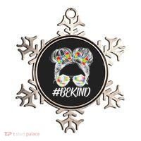 #Be Kind Cute Messy Bun Hair Autism Awareness Ornament thumb 0