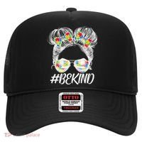 #Be Kind Cute Messy Bun Hair Autism Awareness Hat thumb 0