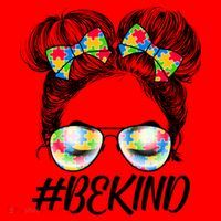 #Be Kind Cute Messy Bun Hair Autism Awareness Santa Hat thumb 1