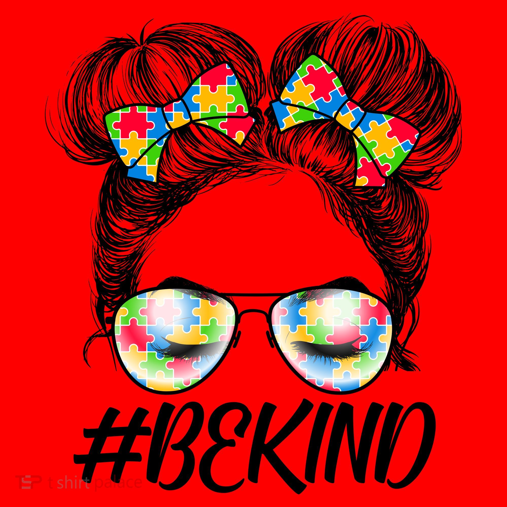 #Be Kind Cute Messy Bun Hair Autism Awareness Santa Hat