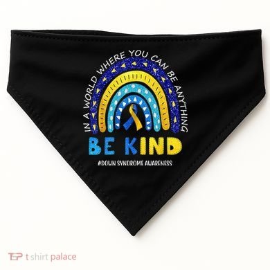 Be Kind Down Syndrome Awareness Rainbow USA-Made Doggie Bandana