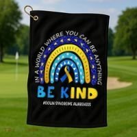 Be Kind Down Syndrome Awareness Rainbow Golf Towel thumb 1