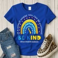 Be Kind Down Syndrome Awareness Rainbow Women's T-Shirt thumb 3