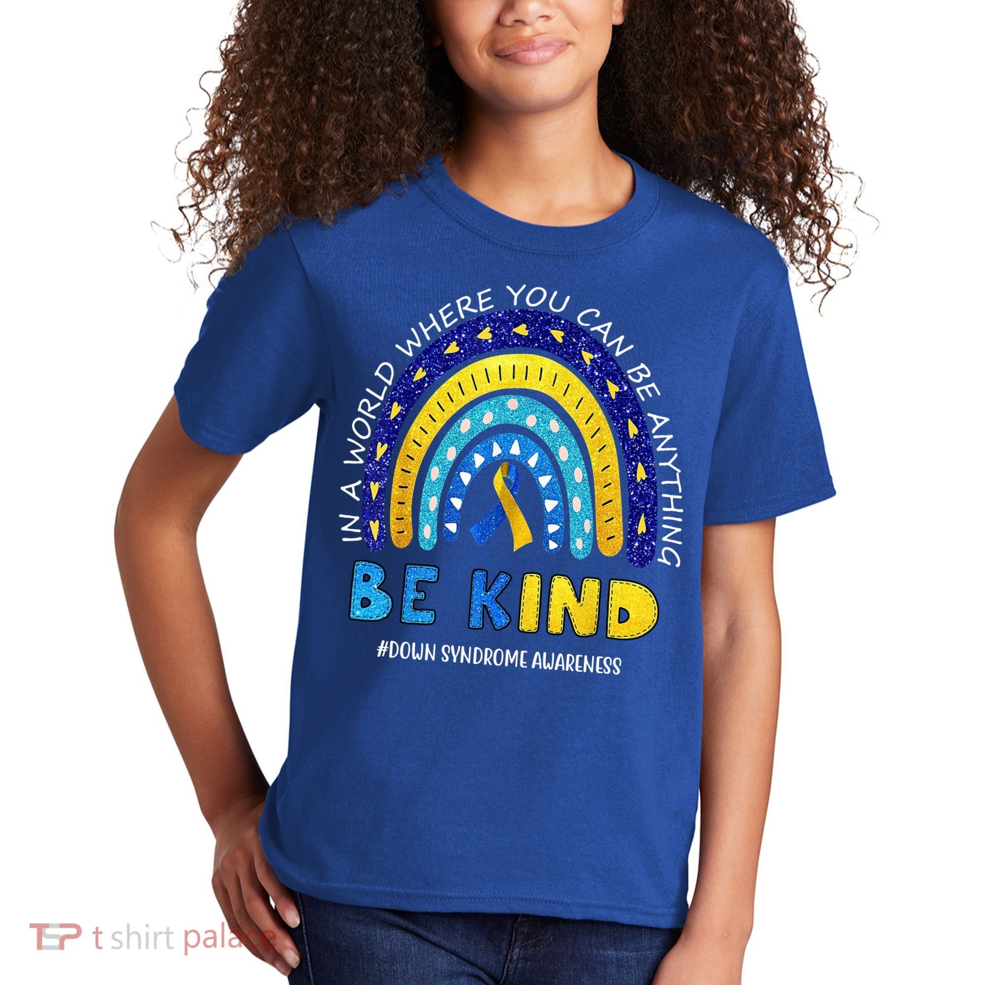 Be Kind Down Syndrome Awareness Rainbow Kids T-Shirt