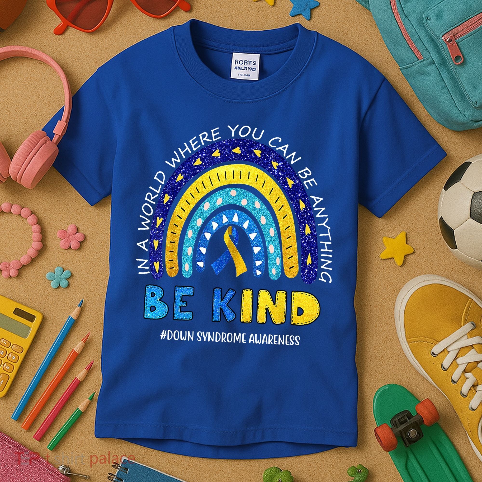 Be Kind Down Syndrome Awareness Rainbow Kids T-Shirt