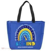 Be Kind Down Syndrome Awareness Rainbow Tote Bag thumb 0