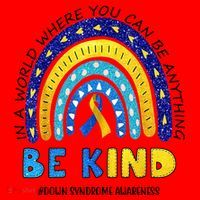 Be Kind Down Syndrome Awareness Rainbow Santa Hat thumb 1