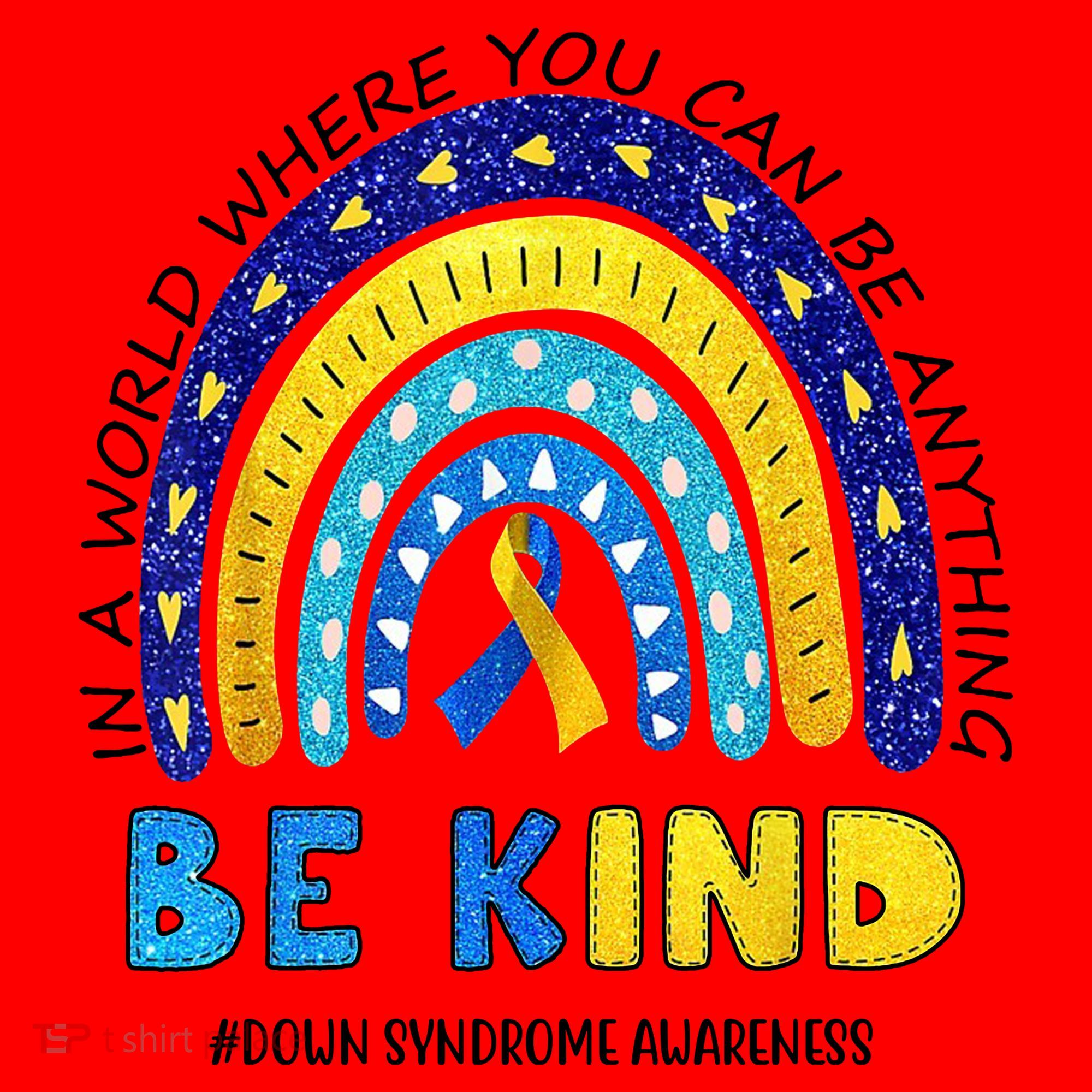 Be Kind Down Syndrome Awareness Rainbow Santa Hat