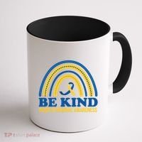 Be Kind Down Syndrome Awareness Rainbow Ribbon Coffee Mug thumb 1