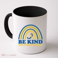 Be Kind Down Syndrome Awareness Rainbow Ribbon Coffee Mug thumb 0
