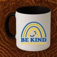 Be Kind Down Syndrome Awareness Rainbow Ribbon Coffee Mug thumb 2
