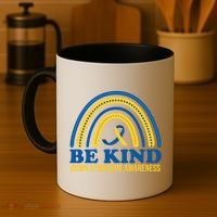 Be Kind Down Syndrome Awareness Rainbow Ribbon Coffee Mug thumb 4